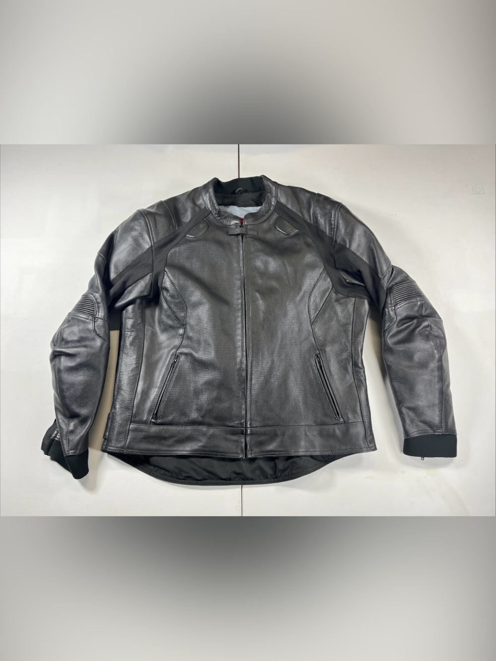 Bilt Men's Black Leather Mesh Motorcycle Moto Jacket Padded BLL4 Sz US 46
